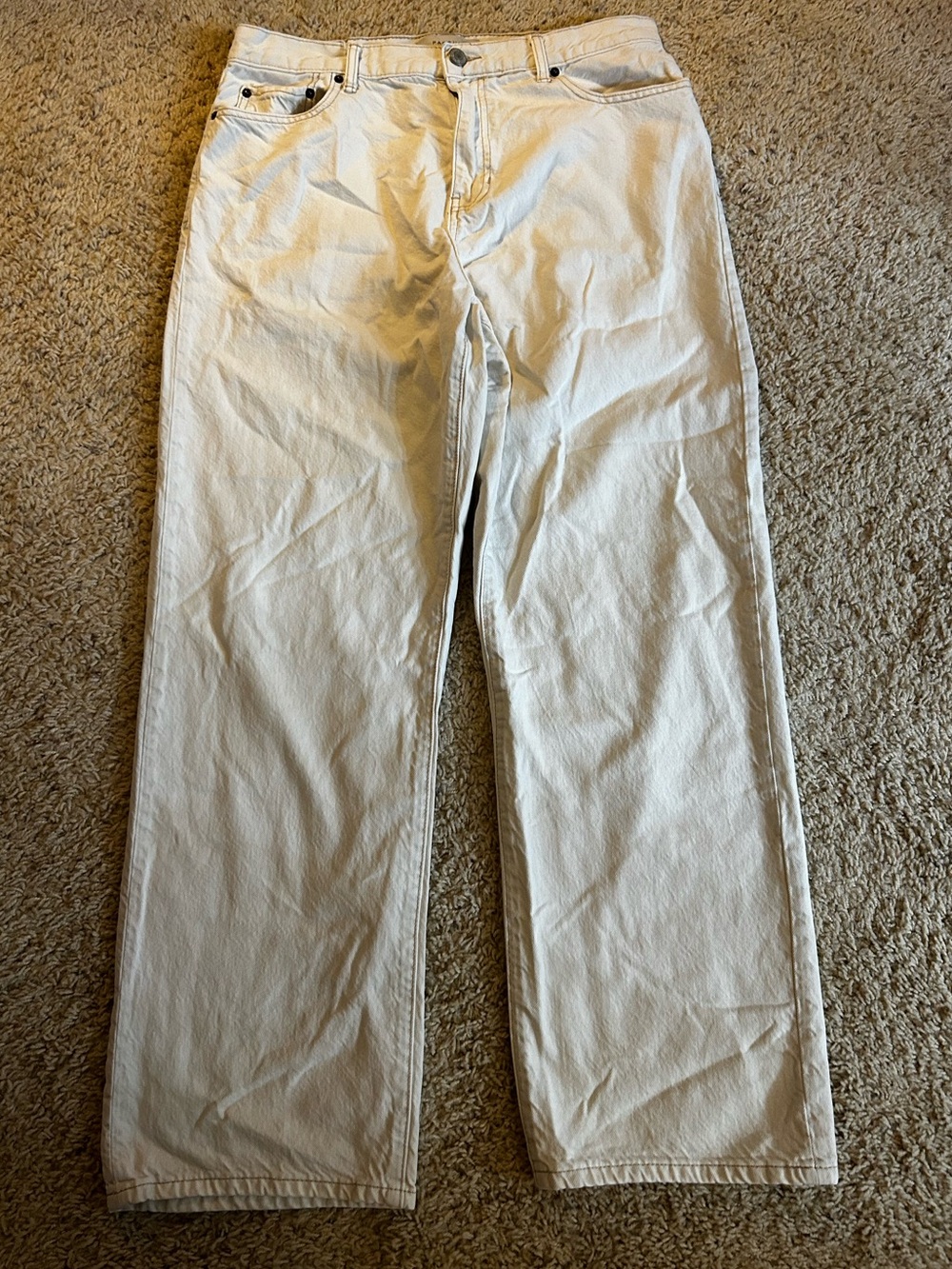 PacSun Men's Relaxed White Straight-Leg Jeans - Light White Denim